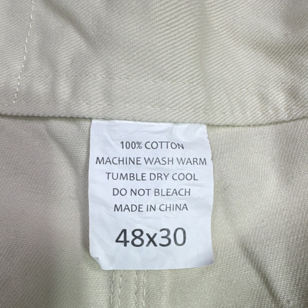 Rugged Blue Men's Carpenter Work Pants Khaki 48x30 100% Cotton Utility Relaxed - Picture 4 of 7